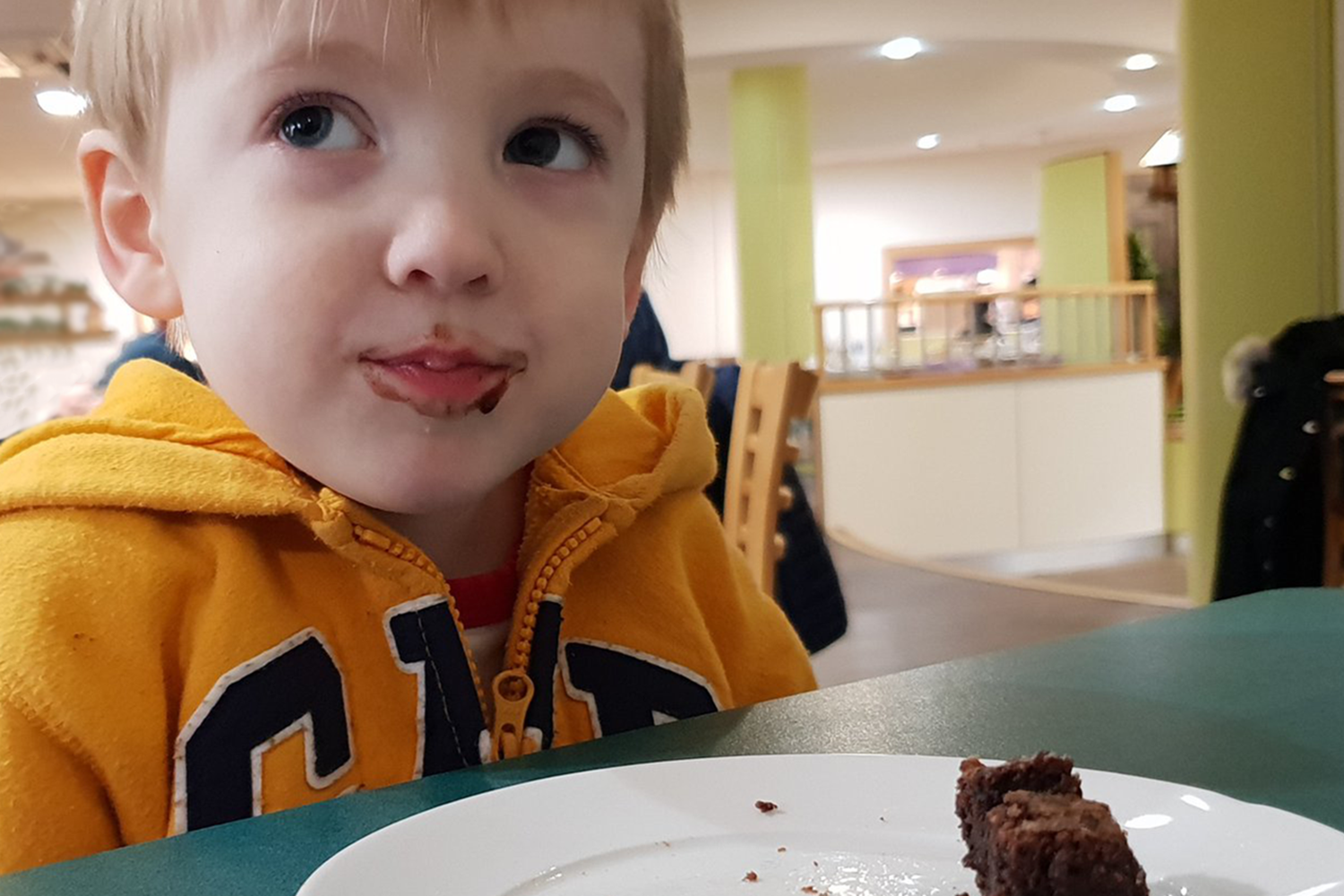 Gabe enjoying chocolate cake