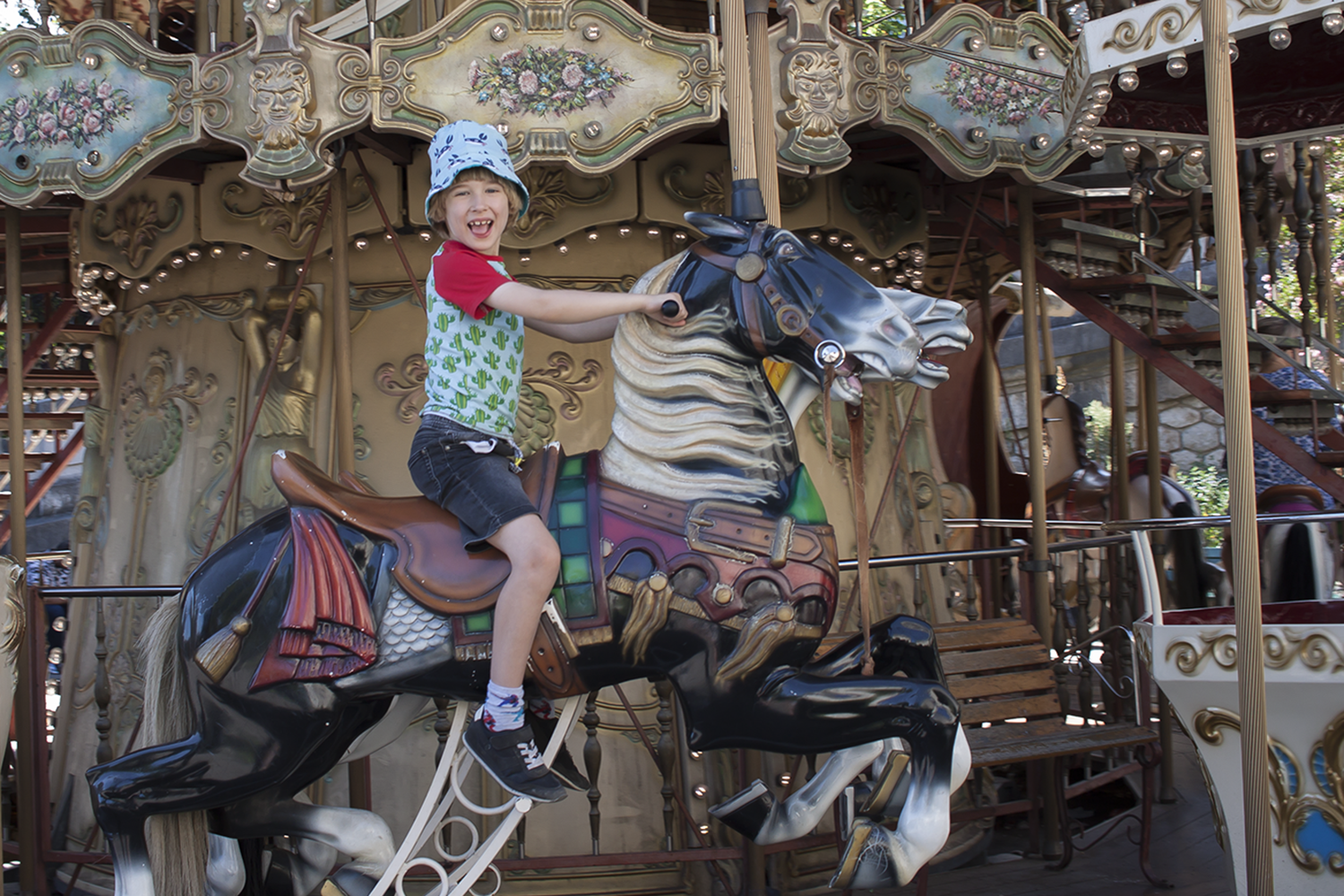 Toby on a carousel on Montmartre, Paris